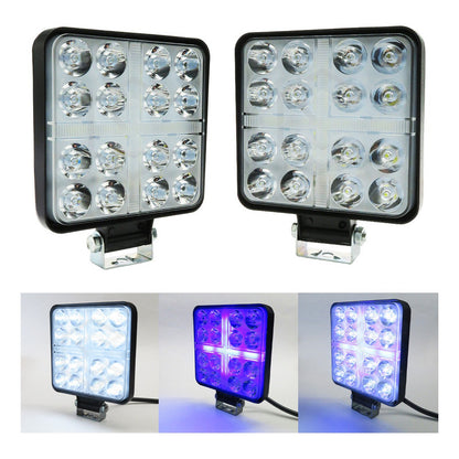 Par De Faros Cuadrados 33 Leds Aro De Luz Cruz Ip67 12-24v