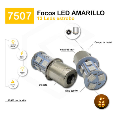 2 Focos 1157 1156 1176 3157 7440 7443 13 Leds  Estrobo 12v