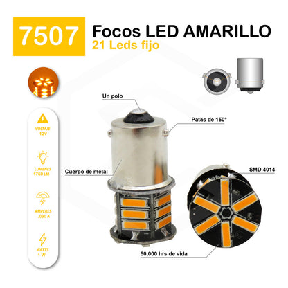 Par Focos 21 Leds 7507 Cuarto Direccional Patas V Fijo 12v