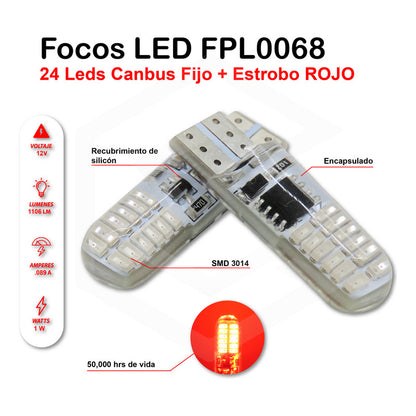 Par De Focos De Pellizco 24 Leds Canbus Fijo+estrobo 12v