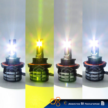 Kit Focos Led H13 Ventilador Alta Y Baja Tricolor 18,000lm H13