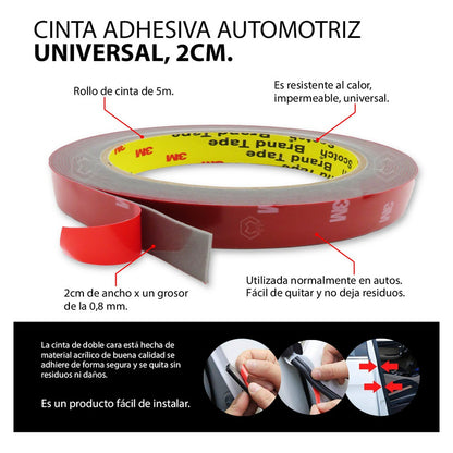 Rollo De Cinta Doble Cara 3 M Pega Moldura 3/4'' X 32.5m Rojo Lisa