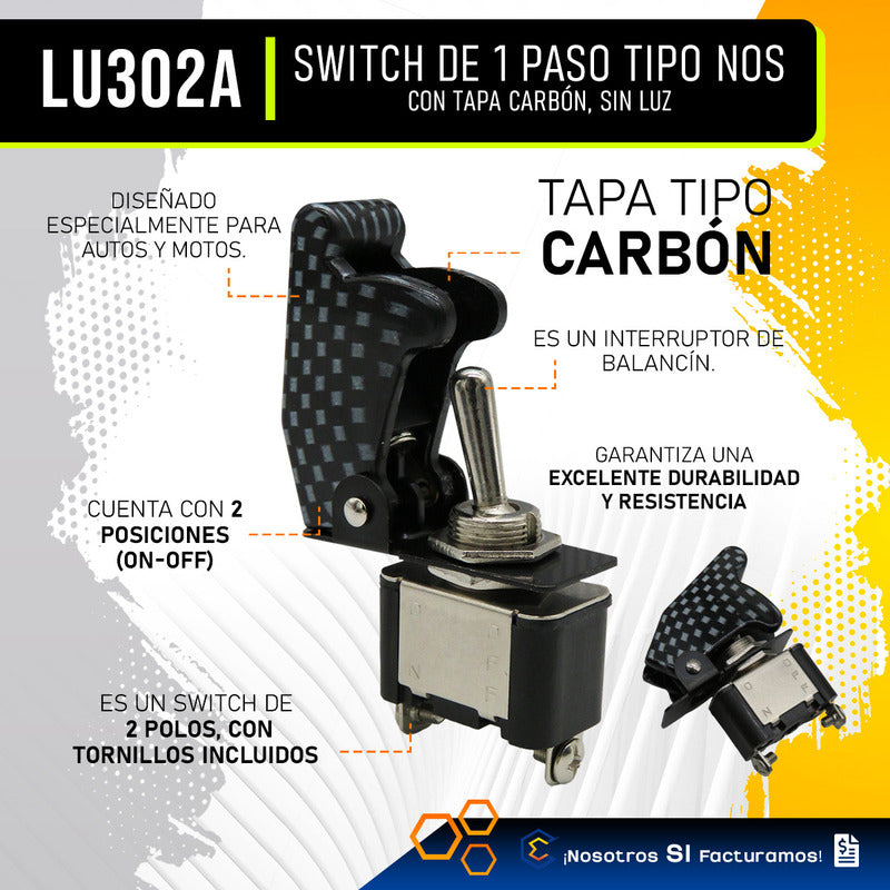 Switch Interruptor 1 Paso Tipo Nos Con Tapa Sin Luz 1 Pieza