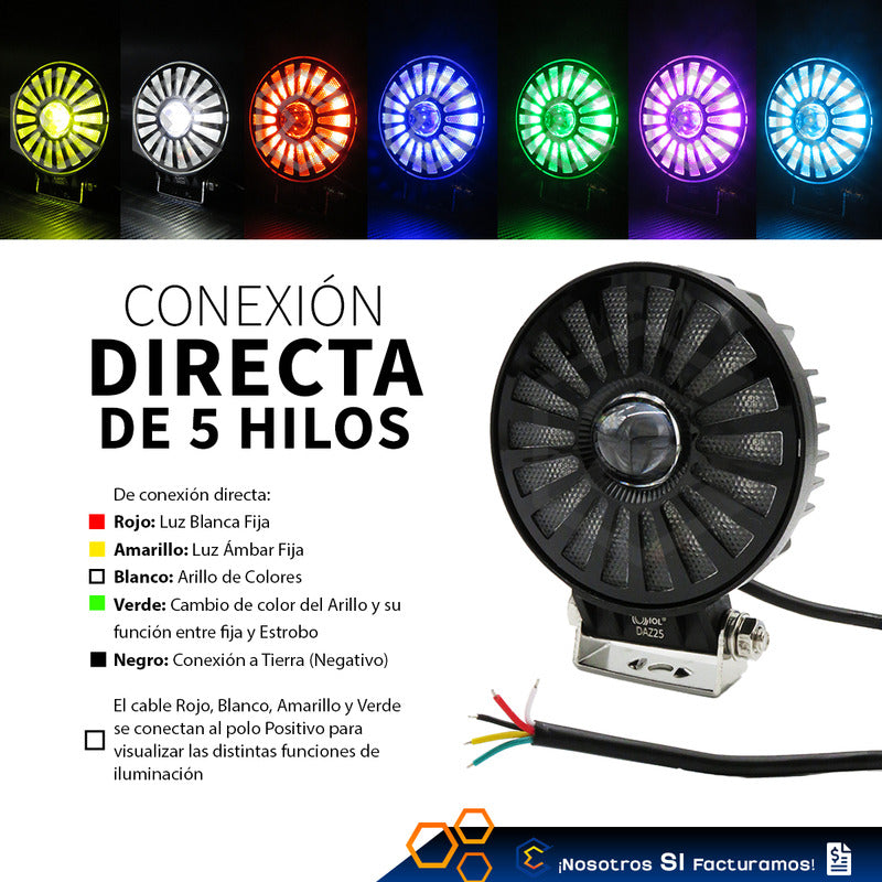 Par De Faros 114 Leds Redondo Bicolor Fijo Secuencial 12-24v