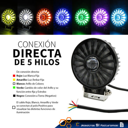 Par De Faros 114 Leds Redondo Bicolor Fijo Secuencial 12-24v