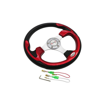 Volante Deportivo Universal D Metal Acabado Color Rojo Negro