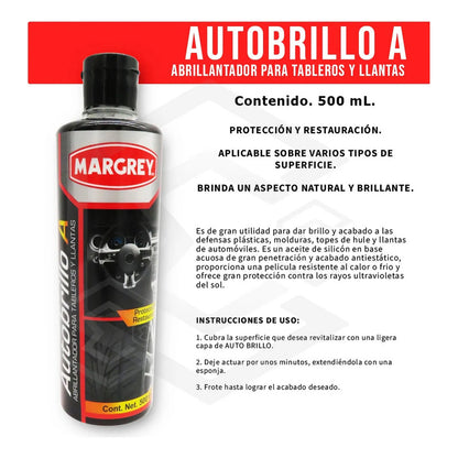 3autobrilloa 500ml Abrillanta Protege Tablero Llanta Margrey Transparente