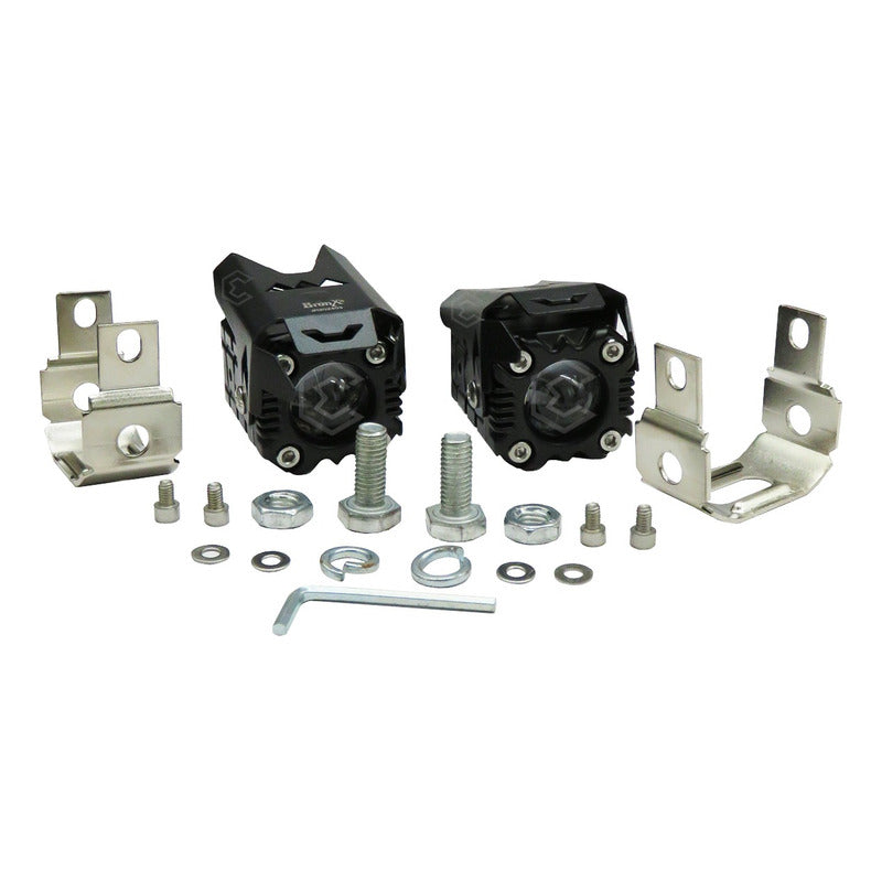 2 Faros Bicolor 6 Hiperled Lupa Moto Fijo 12-24v 20,500lm