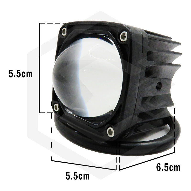 Par De Faros Con Lupa  10-30v Cuadrado Blanco/ambar 23000lm