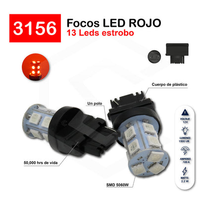 Par Focos 13 Led 3156 Cuarto Direccional Función Estrobo 12v