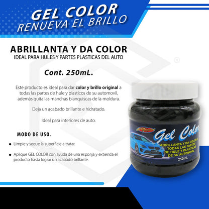 3 Gel Abrillantador Renueva El Color Hules Y Plasticos 250ml Negro