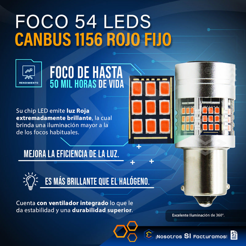 2 Focos 1156 54 Leds Canbus Fijo Ventilador 12v 29w 1000lm