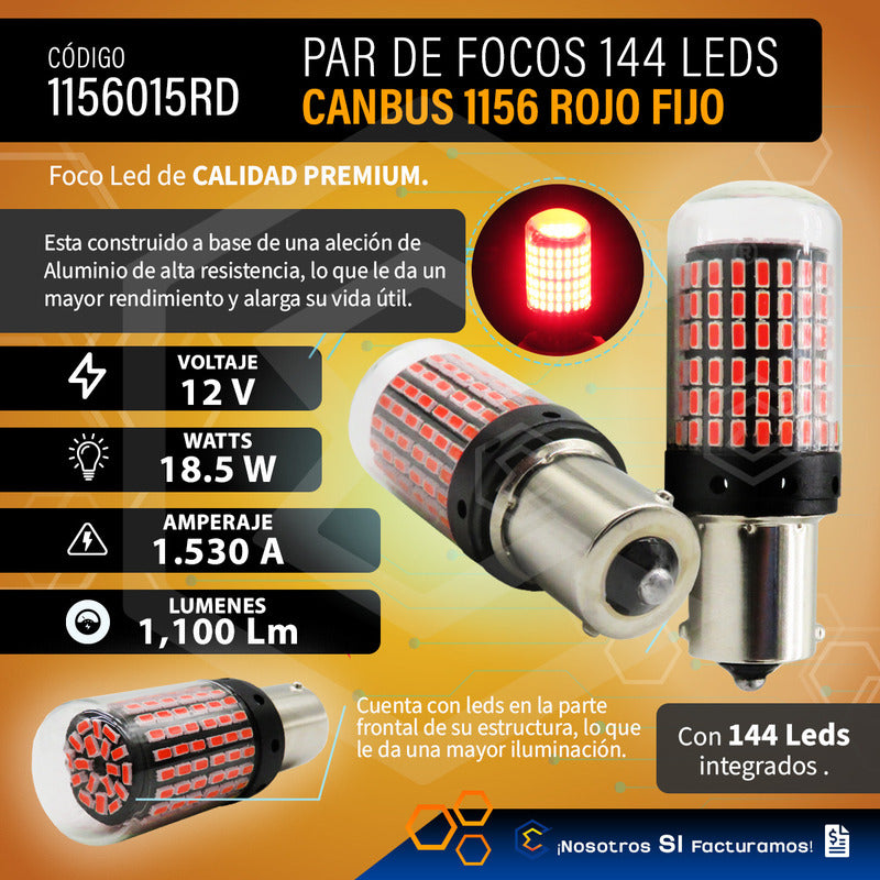 Par Focos 1156 1141 144 Leds Canbus Cristal Cuartos Stop 12v
