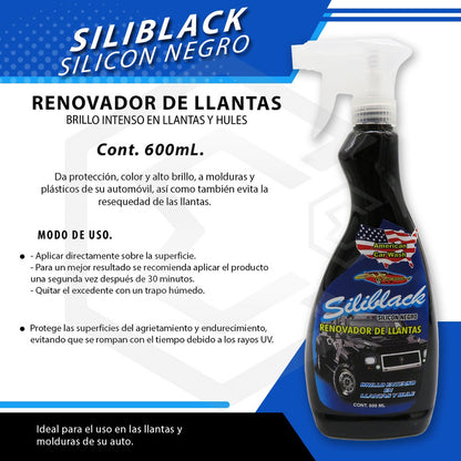 2 Renueva Y Protege Llantas Hules Plásticos Molduras 600ml Negro