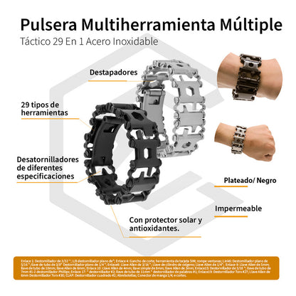Pulsera Multiherramienta Multiple Tactico 29 En 1 Acero Inox
