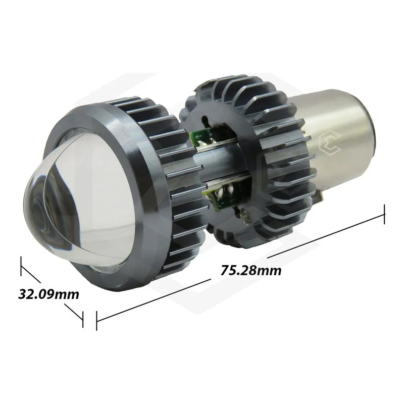 Foco Moto H4 Lupa Proyector Ba20d Bicolor 66 Led 2 Funcion T
