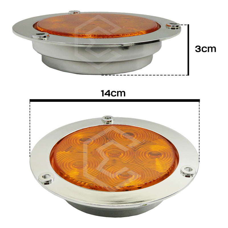 10 Plafón 6led Redondo Luz Traser Camión Estrobo Stop 12-24v