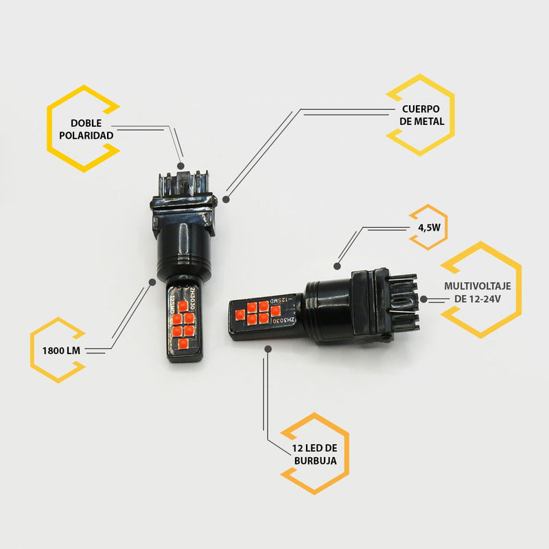 2 Focos 12 Led Canbus Cuarto Stop 12-24v 1156 57 3157  7507
