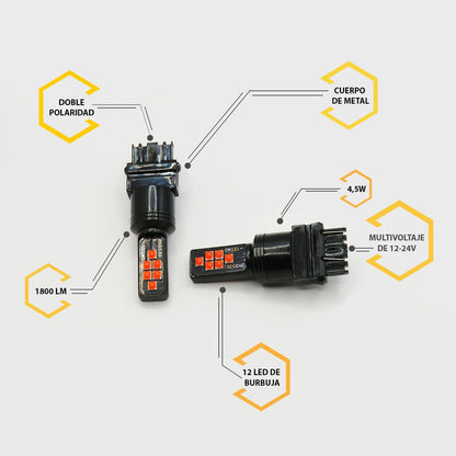 2 Focos 12 Led Canbus Cuarto Stop 12-24v 1156 57 3157  7507