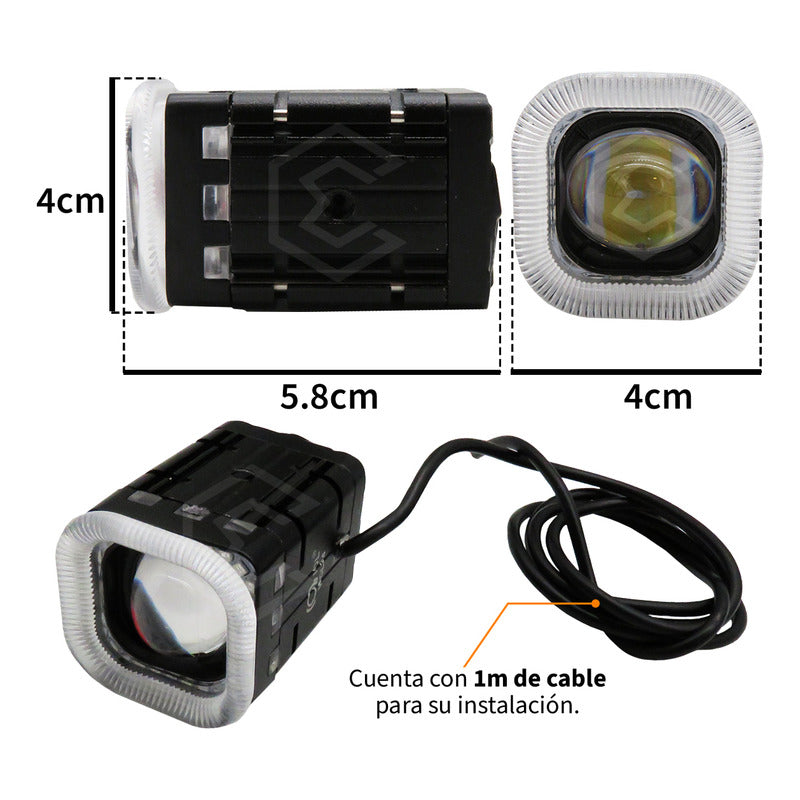 Par Faros 12 Led Lupa Bicolor Ojo Demonio 4 Funciones 10-30v