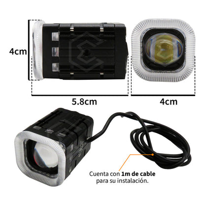 Par Faros 12 Led Lupa Bicolor Ojo Demonio 4 Funciones 10-30v
