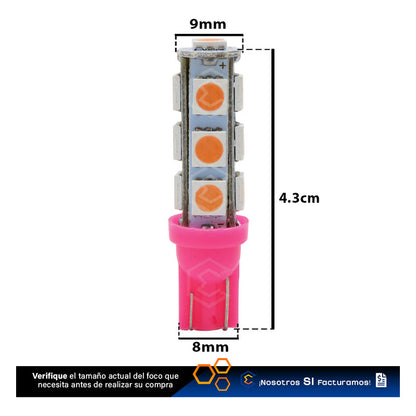Kit 10 Focos Pellizco 13 Leds 5050 T10-158 Cuartos Stop 12v