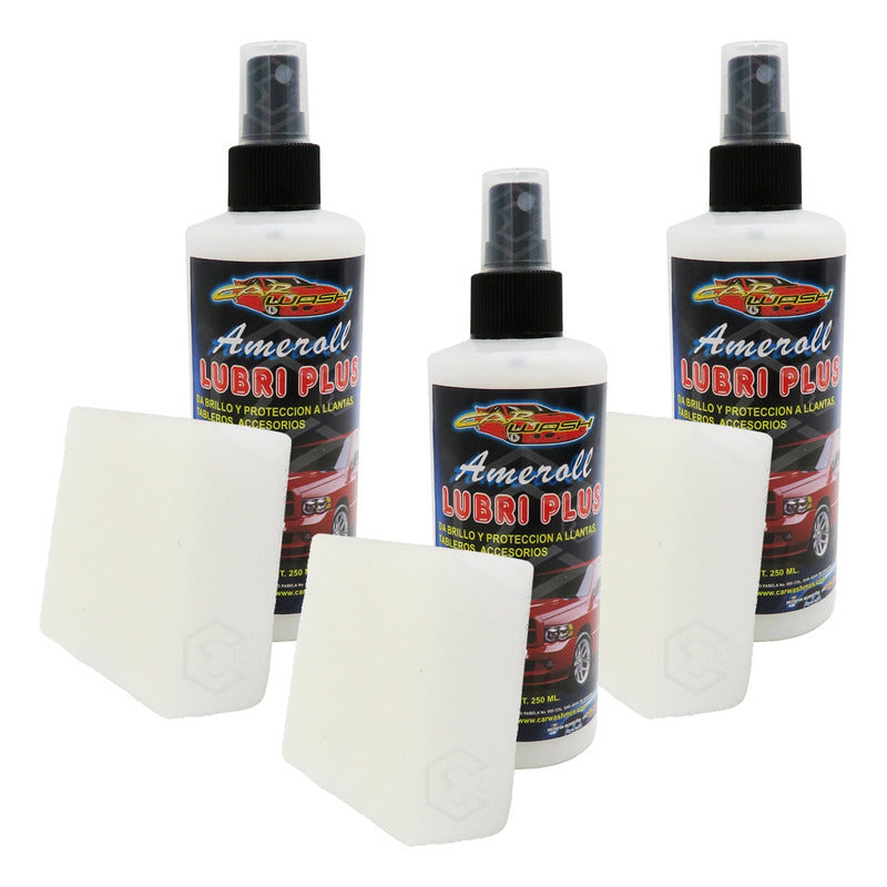 3 Ameroll Abrillantador Protección Llanta Tablero Hule 250ml Blanco