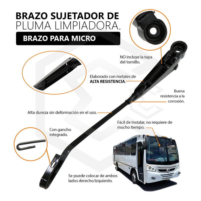 Brazo Limpia Parabrisas De Camion Micro Metalico Negro