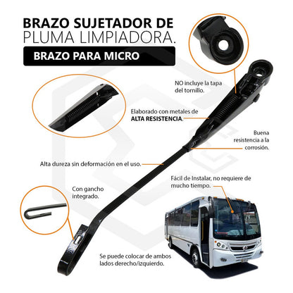 Brazo Limpia Parabrisas De Camion Micro Metalico Negro