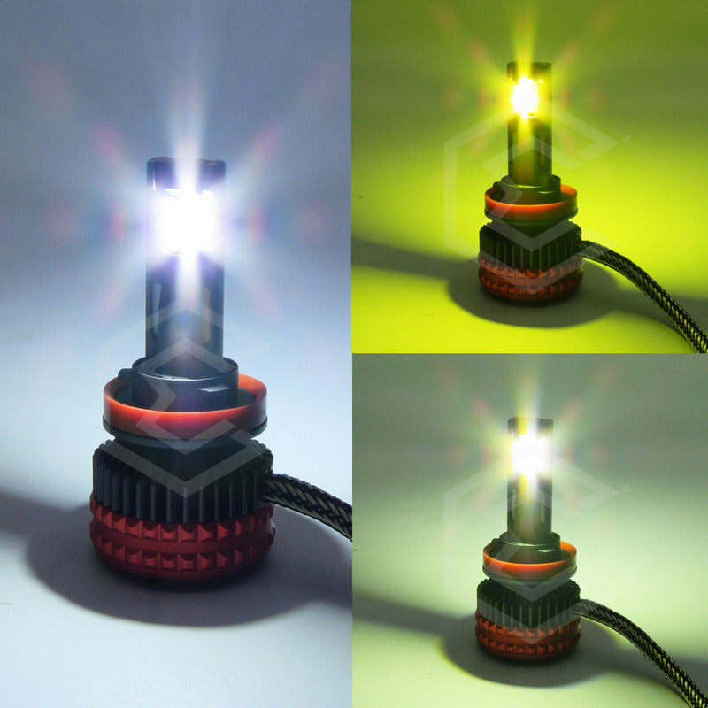 2 Focos H11 12 Leds Csp Bicolor Ventilador Alta Baja 14000lm H11