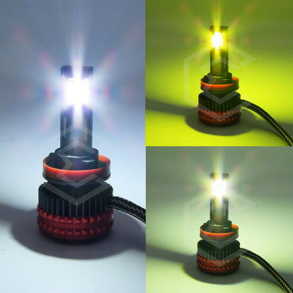 2 Focos H11 12 Leds Csp Bicolor Ventilador Alta Baja 14000lm H11