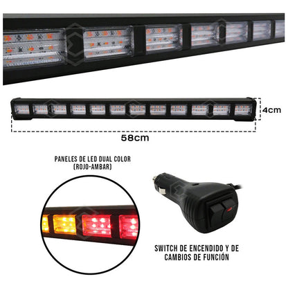 Barra 216 Led 19 Funciones 12 Módulos Bicolor Estrobo 12-24v