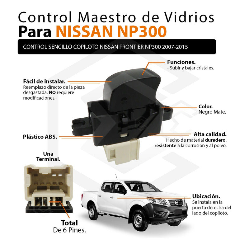 Control Maestro Vidrio Np300 D22 Frontier Copiloto Y Trasero