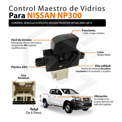 Control Maestro Vidrio Np300 D22 Frontier Copiloto Y Trasero