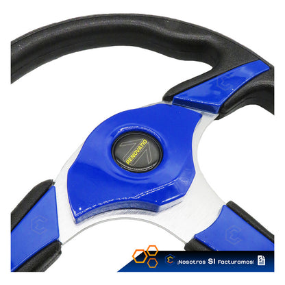 Volante Deportivo Universal De Metal Con Acabado Azul 33cm