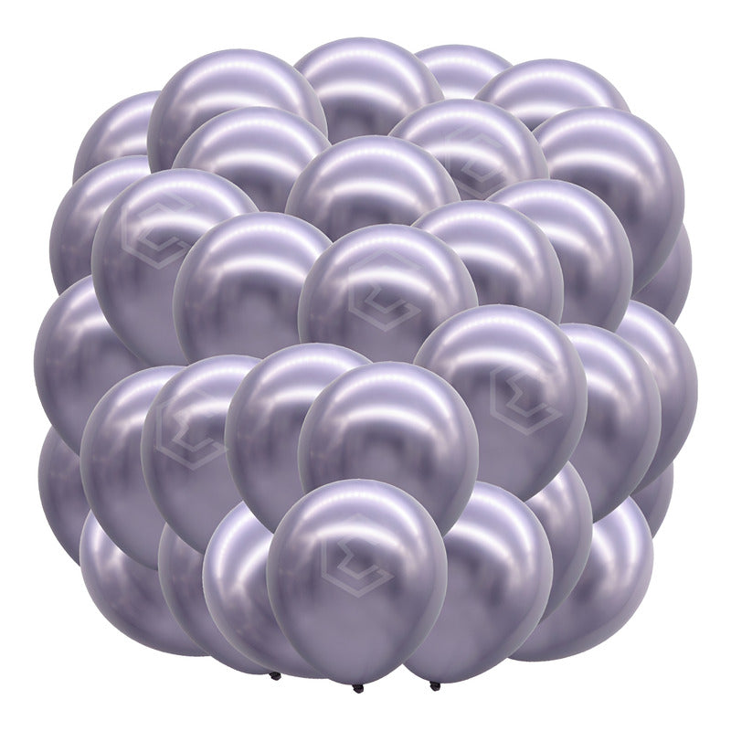 Bolsa 50 Globos Morado Metalizado #10 Fiestas Y Bodas Latex Morado Metalizado