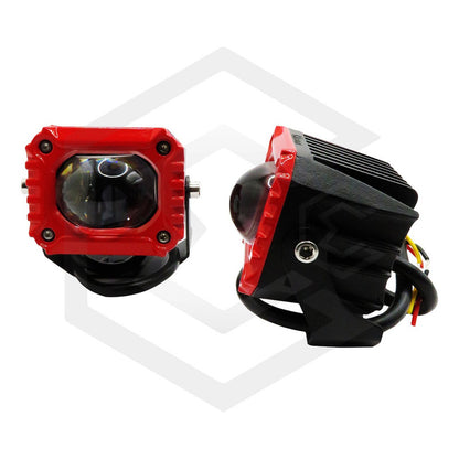 Par De Faros Con Lupa  10-30v Cuadrado Blanco/ambar 16000lm