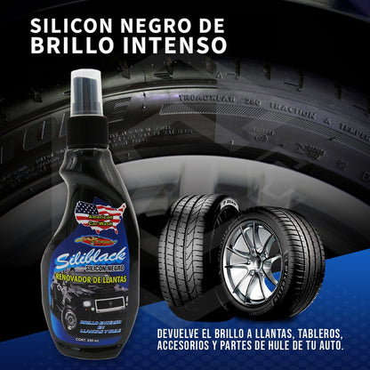 3 Renueva Y Protege Llantas Hules Plásticos Molduras 250ml Negro