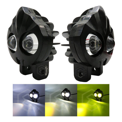 Faros Universales Cara De Flama Bicolor Fijo Estrobo 12-24v