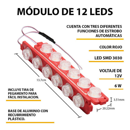 10 Módulos 12 Leds Código 3 Funciones Grúa Torrera 6w