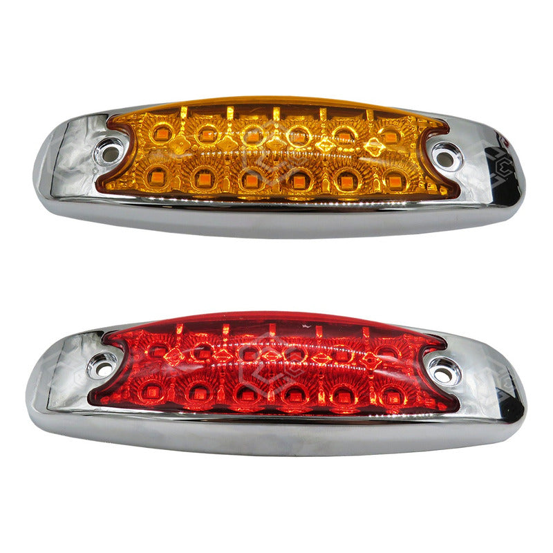 2 Plafón Lateral 12 Leds Tipo Peterbilt Fijo Estrobo Cromado
