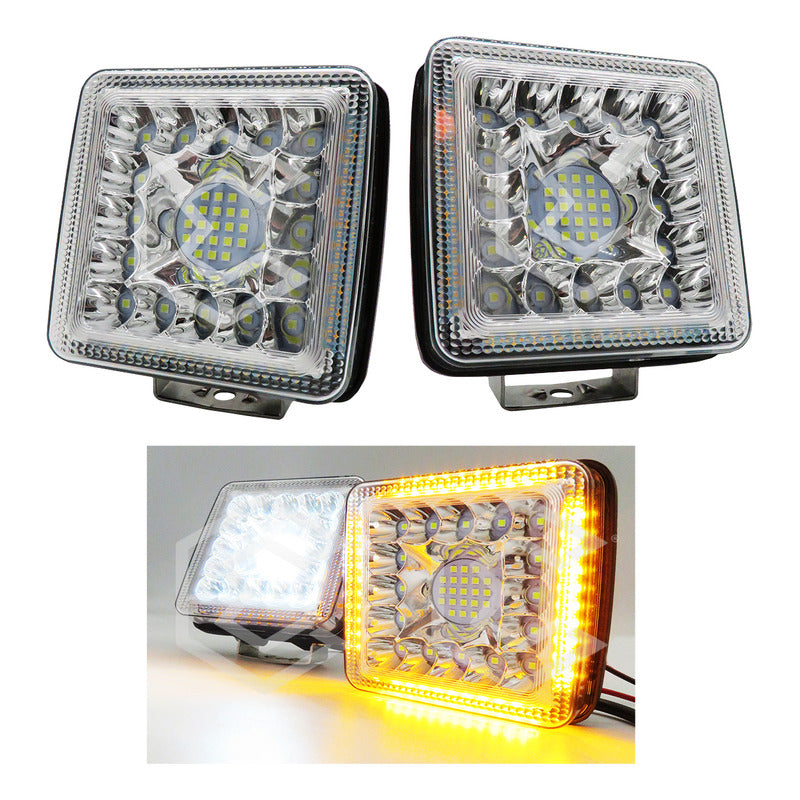 Par De Faros 77 Leds Auxiliares Luz Fija Aro De Luz 10-30v