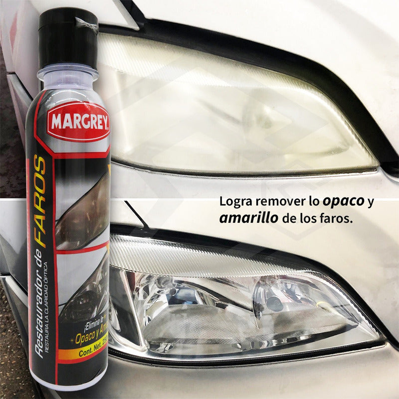 5 Restaurador Para Faros Excelente Acabado 250 Ml Margrey Blanco