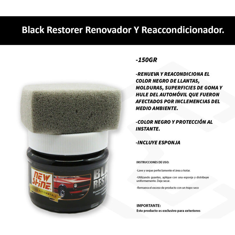 3 Black Restorer Restaurador De Negros Llantas Gomas Hules Negro