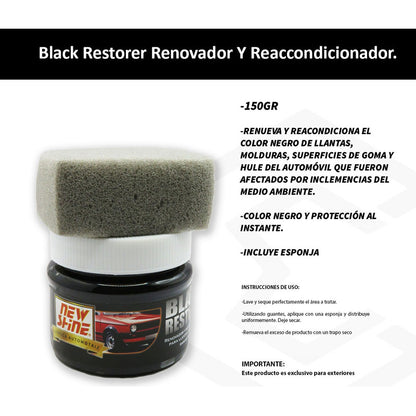 3 Black Restorer Restaurador De Negros Llantas Gomas Hules Negro