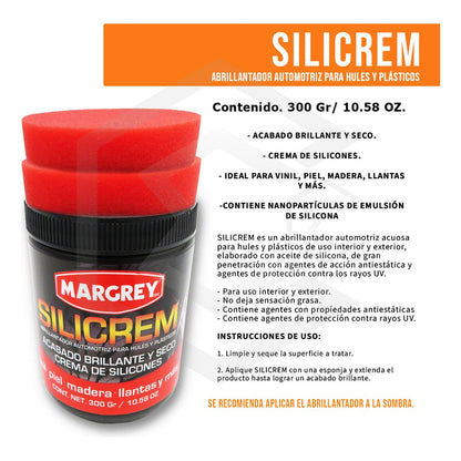 Abrillantador Para Llantas Y Plásticos Con Esponja Silicrem Blanco
