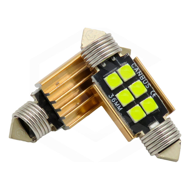 Par De Focos Luz Interior 31 36 39 41 Mm 6 Leds Canbus 12v