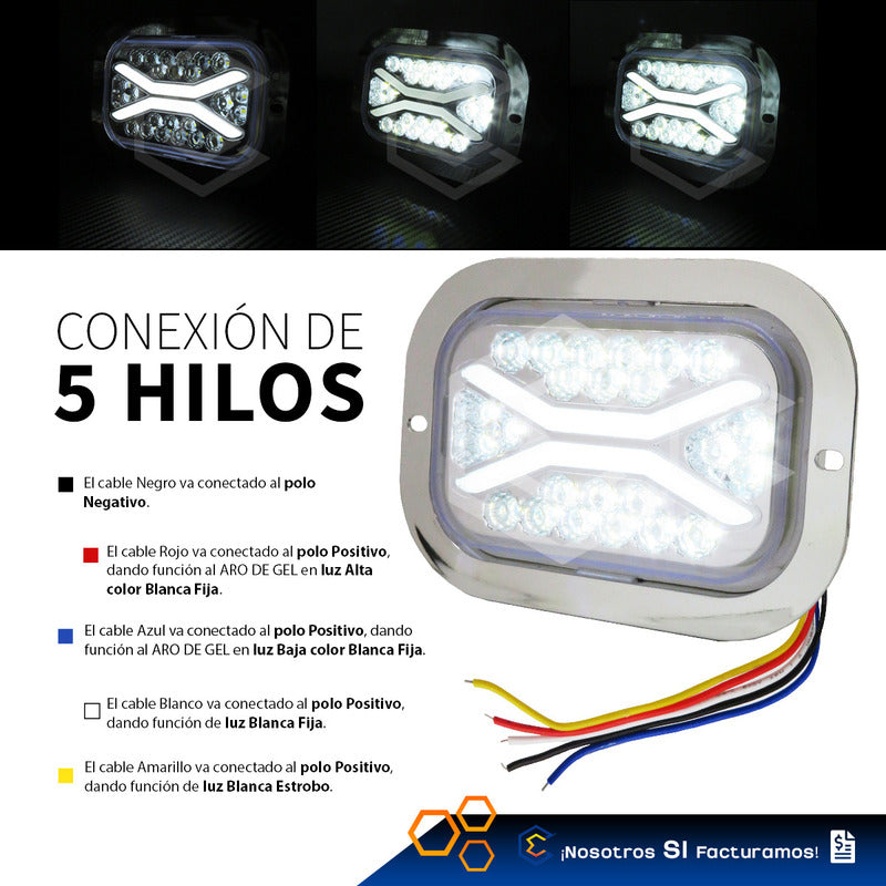 1 Plafon 24 Leds Rectangular Aro De Gel 4 Funciones 12-24v