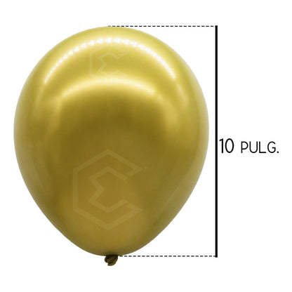Bolsa 50 Globos Dorado Oro Metalico #10 Fiestas Bodas Latex Dorado Oro Metalico