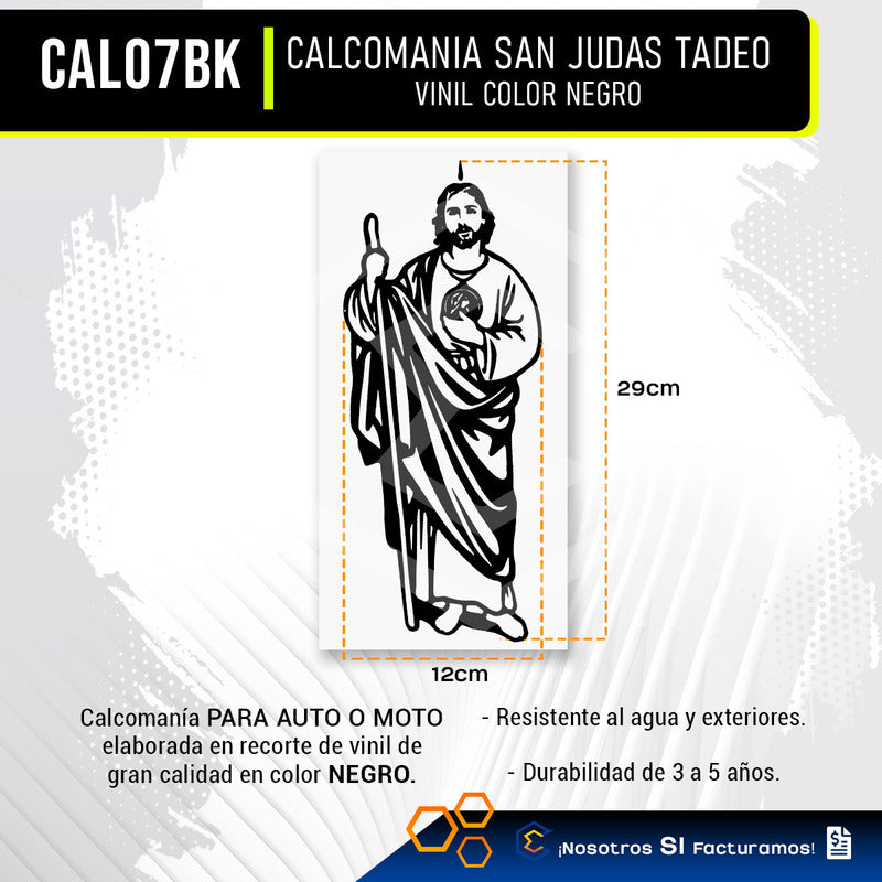 Calcomanía San Judas Tadeo Sticker Vinil Auto Moto 29cmx12cm